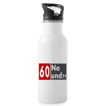 60 Jahre alt, Na und?! - Trinkflasche mit integriertem Trinkhalm - Weiß - Rechts