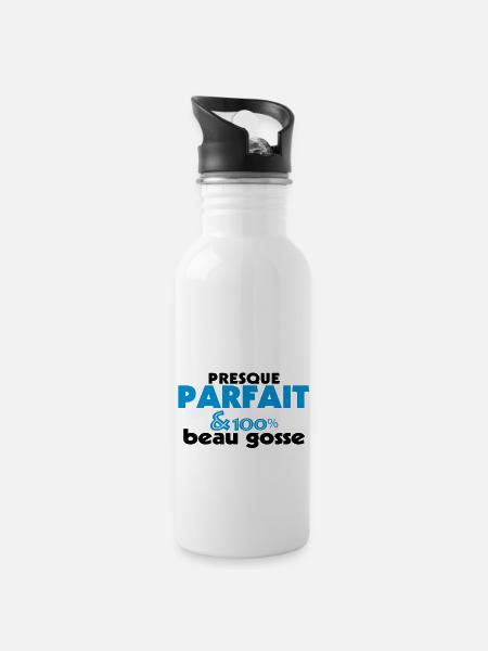 Presque Parfait - 100% BEAU GOSSE (2c) - Gourde avec paille intégrée - blanc