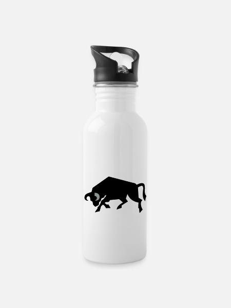 bull_2 - Gourde avec paille intégrée - blanc