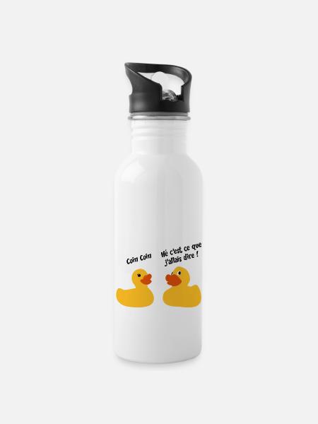 Duck - Water bottle with straw - white
