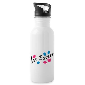 1. Ostern Ostereier txt - Trinkflasche mit integriertem Trinkhalm - Weiß - Rechts