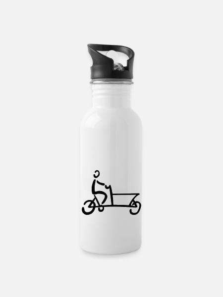 Lastenrad Bakfiets Fahrrad - Trinkflasche mit integriertem Trinkhalm - Weiß