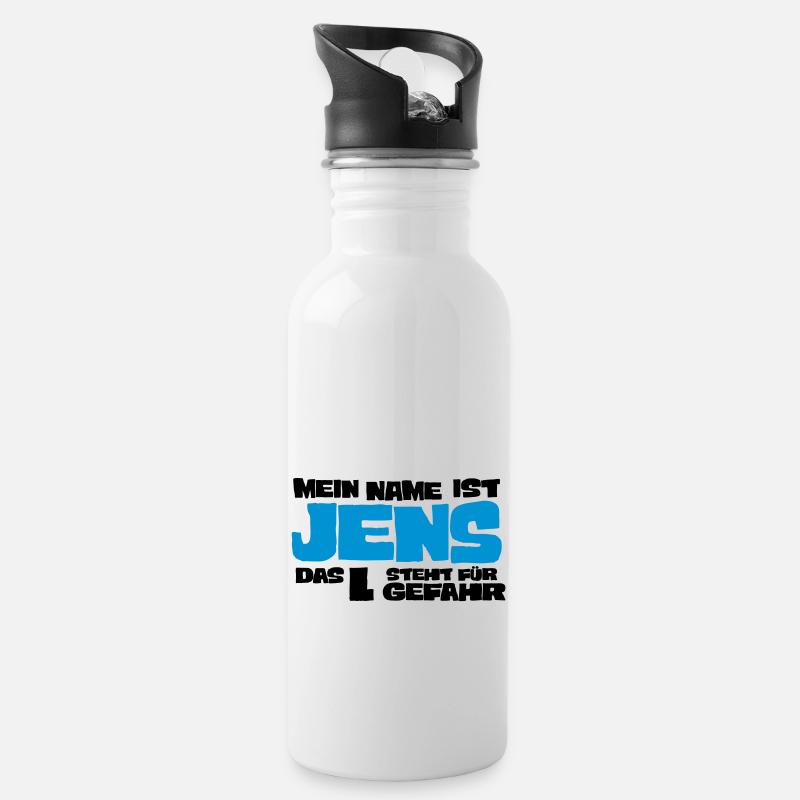 jens - Trinkflasche mit integriertem Trinkhalm - Weiß