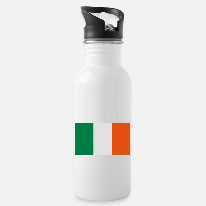 flag_ireland_eire_irish - Trinkflasche mit integriertem Trinkhalm - Weiß