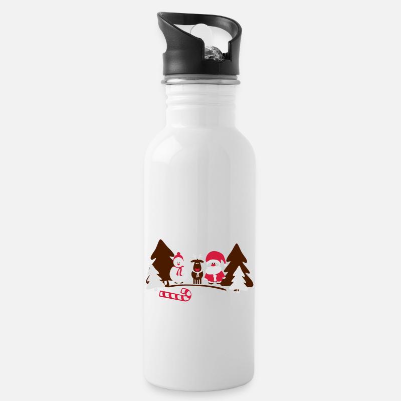 christmas crew - Trinkflasche mit integriertem Trinkhalm - Weiß