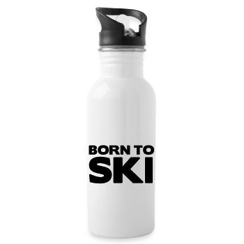 BORN TO SKI - Trinkflasche mit integriertem Trinkhalm - Weiß - Rechts