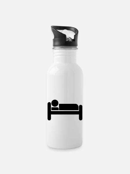 Bed - Trinkflasche mit integriertem Trinkhalm - Weiß