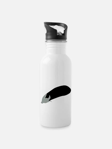 aubergine - Gourde avec paille intégrée - blanc