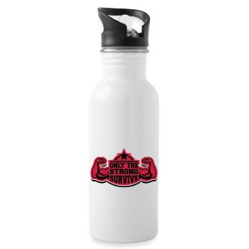only_the_strong_survive_pr2 - Trinkflasche mit integriertem Trinkhalm - Weiß - Rechts