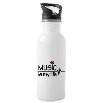 Music is my life - Gourde avec paille intégrée - blanc - Droite