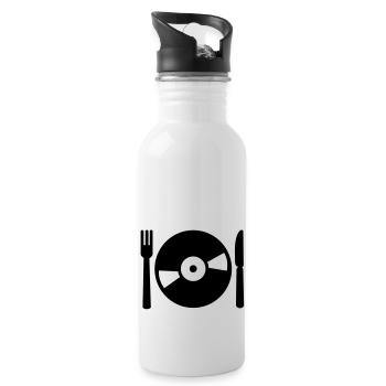 Vinyl Schallplatte - Trinkflasche mit integriertem Trinkhalm - Weiß - Rechts