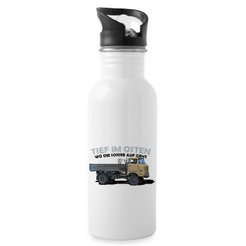 ifa w50 ddr ossi - Trinkflasche mit integriertem Trinkhalm - Weiß - Rechts