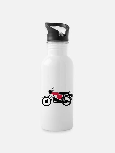 Fahrzeug - Simson S51 - Trinkflasche mit integriertem Trinkhalm - Weiß