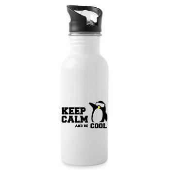 Penguin garder son calme - Gourde avec paille intégrée - blanc - Droite