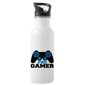Pro Gamer Logo - Water bottle with straw - white - Right