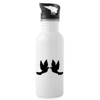 Tauben - Trinkflasche mit integriertem Trinkhalm - Weiß - Rechts