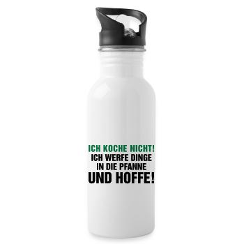 kochen Küche braten grillen Pfanne Topf Kitchen - Trinkflasche mit integriertem Trinkhalm - Weiß - Rechts