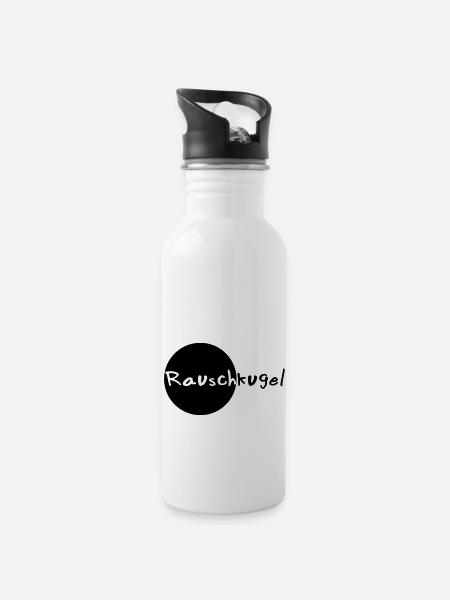 rauschkugel - Trinkflasche mit integriertem Trinkhalm - Weiß