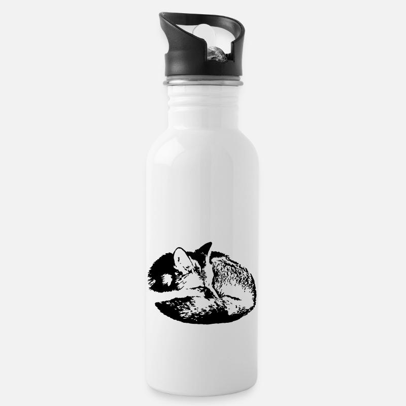 Fuchs - Trinkflasche mit integriertem Trinkhalm - Weiß