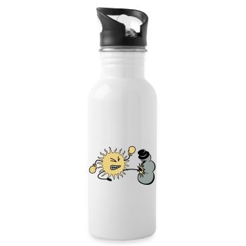 sonne kickt schneemann - Trinkflasche mit integriertem Trinkhalm - Weiß - Rechts