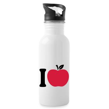 I Love Apple - Water bottle with straw - white - Right