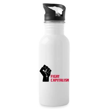 Fight Capitalism - Trinkflasche mit integriertem Trinkhalm - Weiß - Rechts