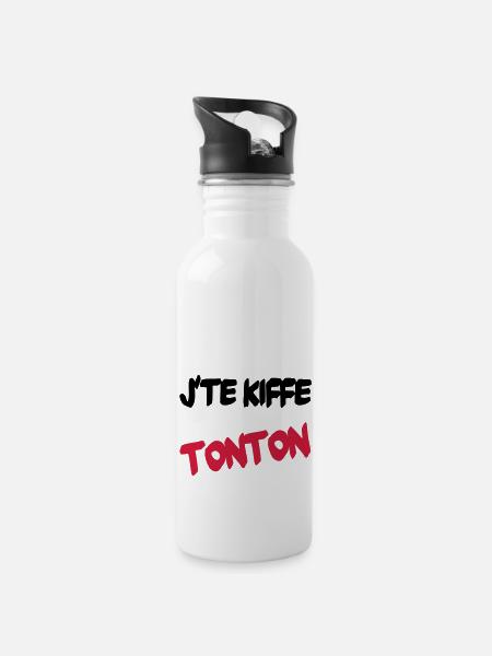J'te kiffe tonton - Gourde avec paille intégrée - blanc