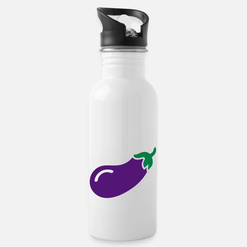 Aubergine - Gourde avec paille intégrée - blanc