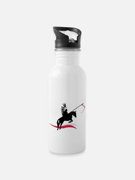 husar 2 - Trinkflasche mit integriertem Trinkhalm - Weiß