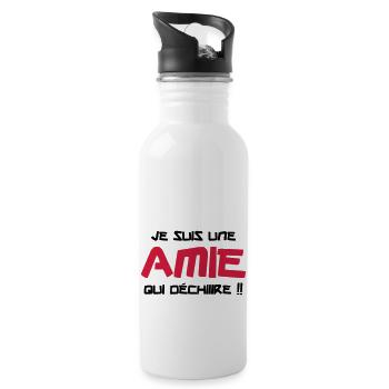 Je suis une amie qui déchiiire !! - Gourde avec paille intégrée - blanc - Droite