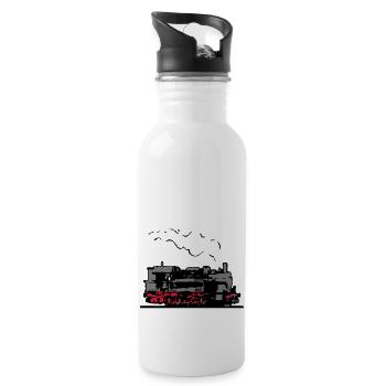 dampflok lokomotive alt romantik - Trinkflasche mit integriertem Trinkhalm - Weiß - Rechts