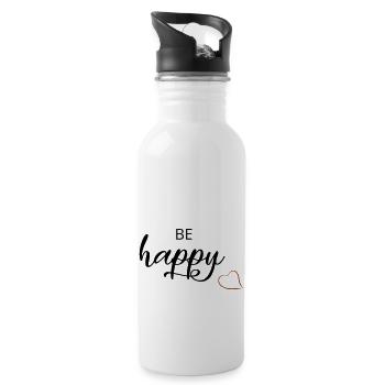 be happy - Trinkflasche mit integriertem Trinkhalm - Weiß - Rechts