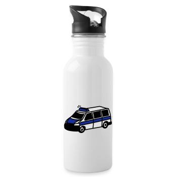 Polizeiwagen - Trinkflasche mit integriertem Trinkhalm - Weiß - Rechts