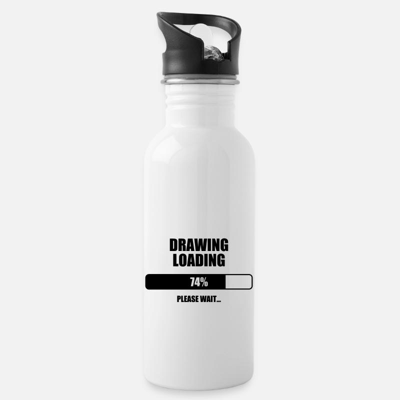 Zeichnung / Zeichner / Drawing / Drawer - Trinkflasche mit integriertem Trinkhalm - Weiß