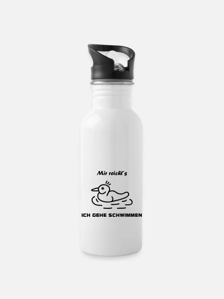 Ente schwimmen - Trinkflasche mit integriertem Trinkhalm - Weiß
