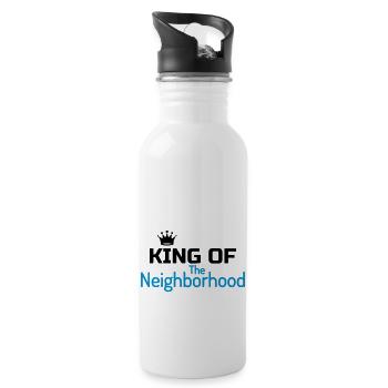 Nachbar / Nachbarschaft / Nachbarin / Haus - Trinkflasche mit integriertem Trinkhalm - Weiß - Rechts