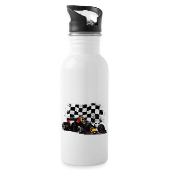 Racecar - Racing car - Racing flag - Trinkflasche mit integriertem Trinkhalm - Weiß - Rechts