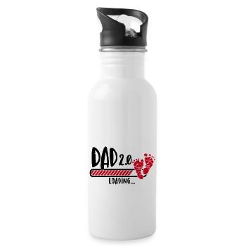 Papa 2.0 lädt Schwangerschaft baby Vater - Trinkflasche mit integriertem Trinkhalm - Weiß - Rechts