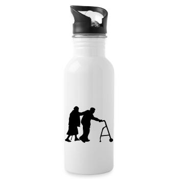 Opa Oma Sanitäter alt alt - Trinkflasche mit integriertem Trinkhalm - Weiß - Rechts