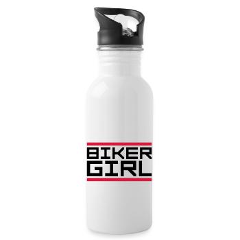 Balken Logo Biker - Trinkflasche mit integriertem Trinkhalm - Weiß - Rechts