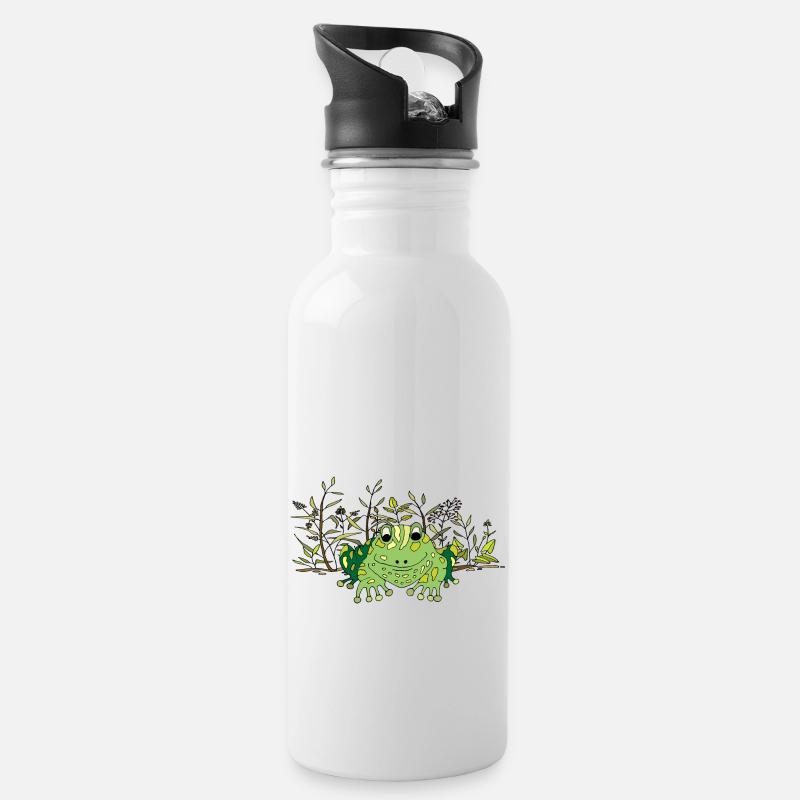 Frosch - Trinkflasche mit integriertem Trinkhalm - Weiß