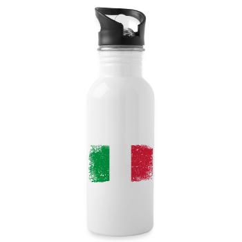 Italy Flag - Water bottle with straw - white - Right