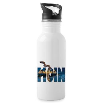 Moin (Motiv: Sellin) - Trinkflasche mit integriertem Trinkhalm - Weiß - Rechts