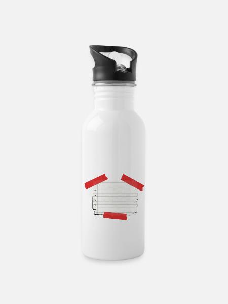 Notizzettel - Trinkflasche mit integriertem Trinkhalm - Weiß