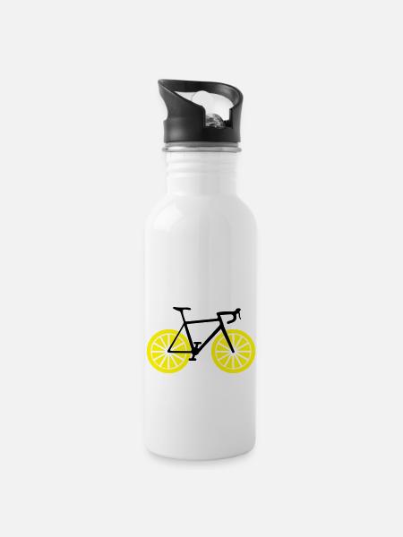 Vélo au citron - Gourde avec paille intégrée - blanc
