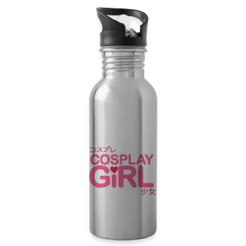 cosplay girl - Water bottle with straw - silver - Right