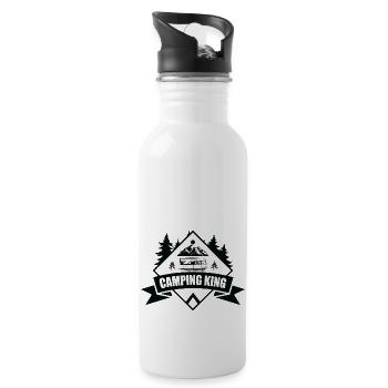 Camping King Adventure Gift Nature Outdoor - Water bottle with straw - white - Right