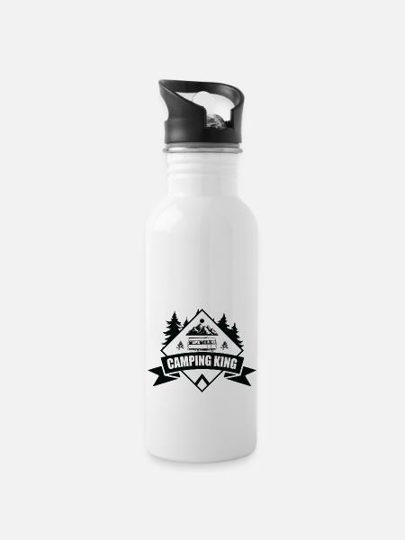 Camping King Adventure Gift Nature Outdoor - Water bottle with straw - white
