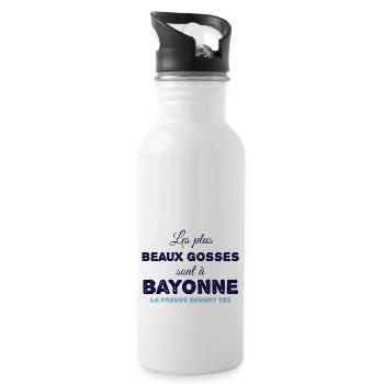 Les plus beaux gosses sont à bayonne - Gourde avec paille intégrée - blanc - Droite