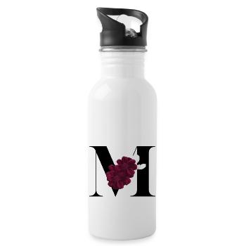 letter M flowered - Water bottle with straw - white - Right